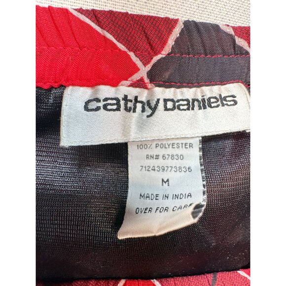 Cathy Daniels Women's Pleated Skirt Elastic Waist Lined Stretch Plaid Size M Red - Picture 3 of 11